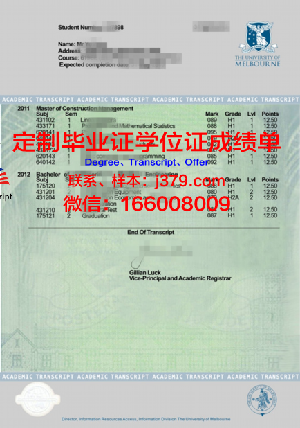 经典私立学院毕业资格证明及学业成绩单
