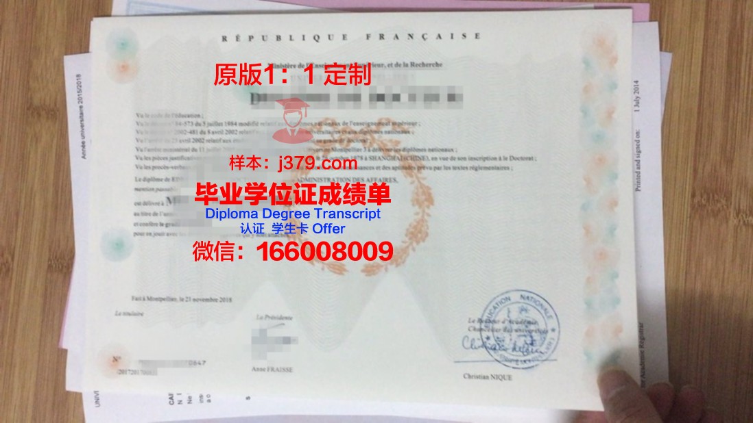 蒙彼利埃第三大学毕业证电子版