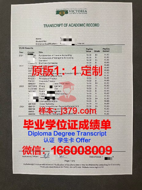 惠灵顿理工学院的Diploma资格证书