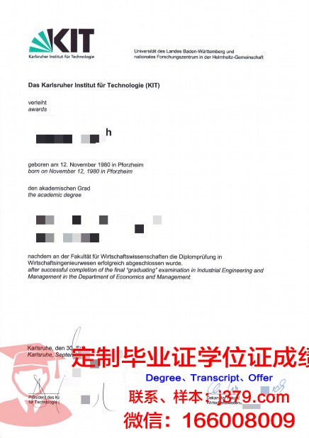 国立卡尔斯鲁厄设计学院学业成绩证书