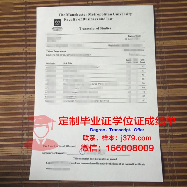 曼彻斯特城市大学硕士毕业证书