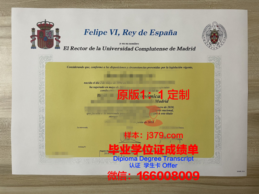 马德里欧洲大学毕业文凭
